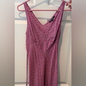 Vintage Betsey Johnson Pink Silk Printed Midi Dress Medium